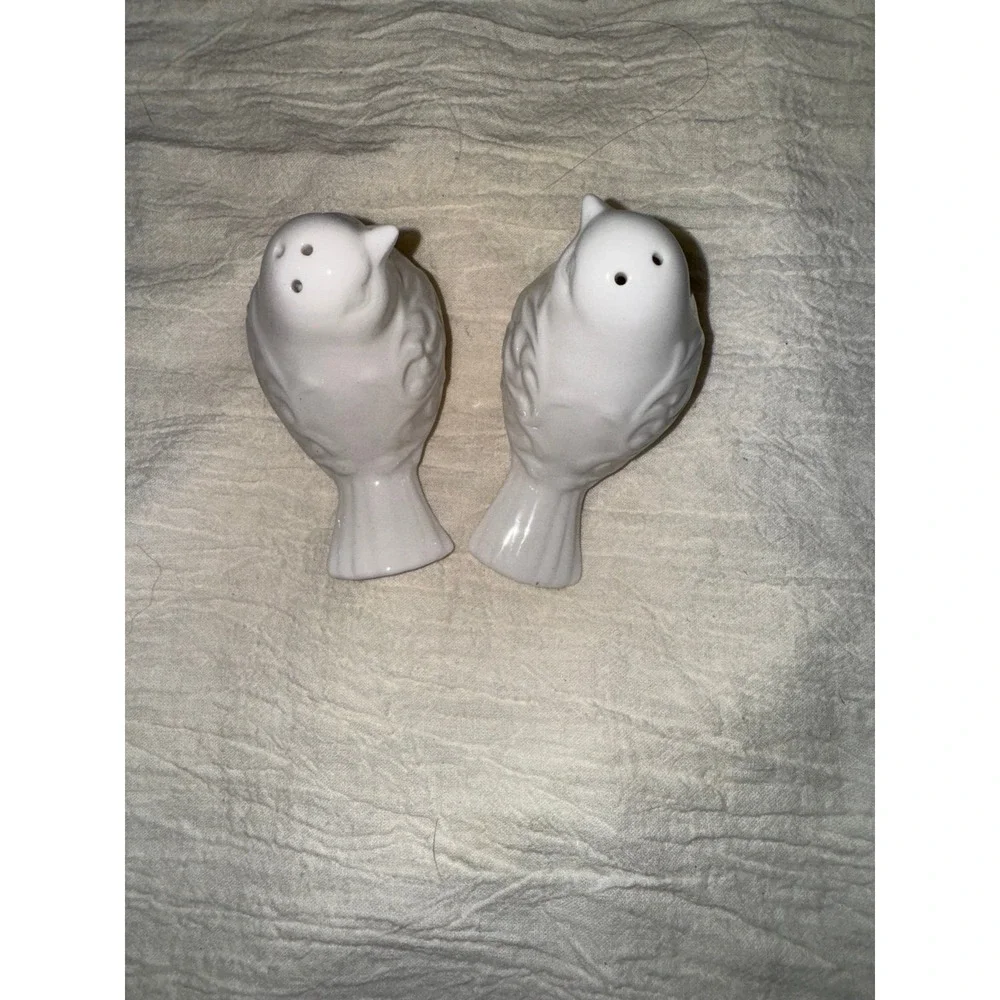 Pier One Farmhouse white bluebird salt and pepper shakers with stoppers